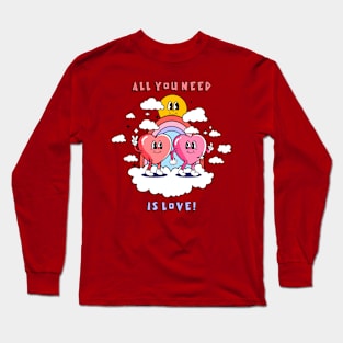 Vintage all you need is love retro Valentines Day print Long Sleeve T-Shirt